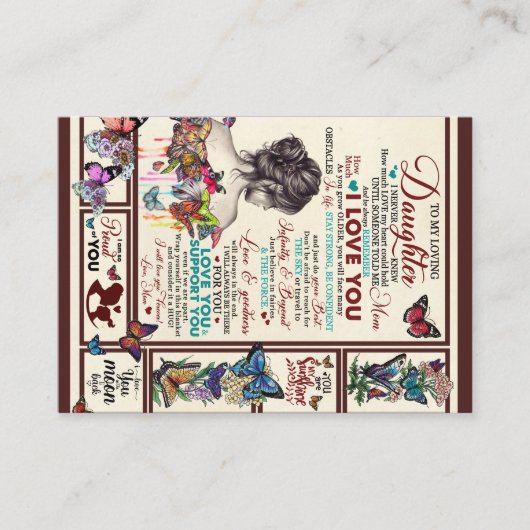 愛パーソナライズされたしい娘への手紙 名刺 (正面)