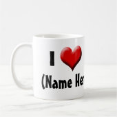 愛パーソナライズされたしてる…バレンタインデーの名前 コーヒーマグカップ (左)