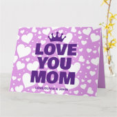 愛パーソナライズされたするママ写真パープル カード (黄色い花)