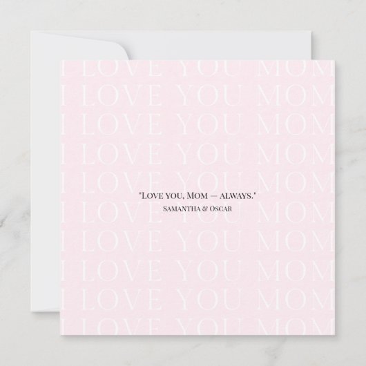 愛パーソナライズされたする母さん写真グリーティングカード (裏面)