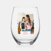 愛パーソナライズされたする母の写真 ステムなしワイングラス (正面)