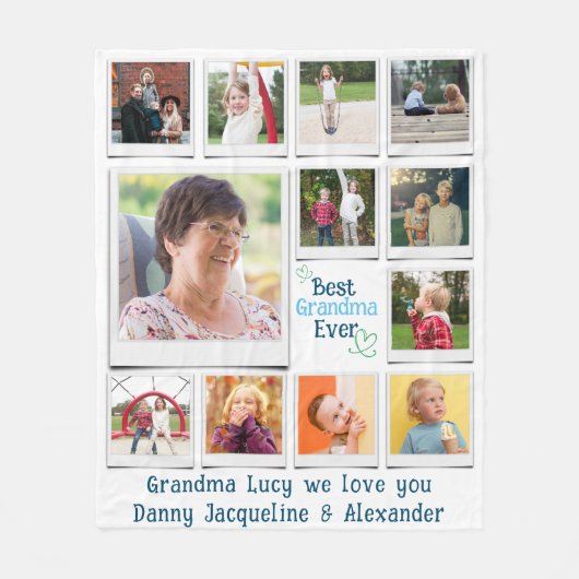 愛パーソナライズされたする祖母の写真 フリースブランケット (正面)