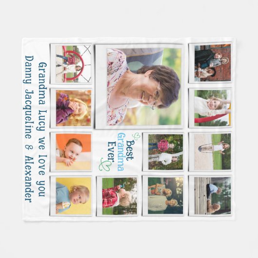 愛パーソナライズされたする祖母の写真 フリースブランケット (正面(横))