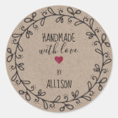 愛パーソナライズされたでフェイク手作りのクラフト ラウンドシール (正面)