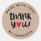 愛パーソナライズされたで作ったクラフトありがとう ラウンドシール (正面)