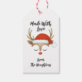 愛パーソナライズされたで作られたクリスマスのトナカイ ギフトタグ (正面)
