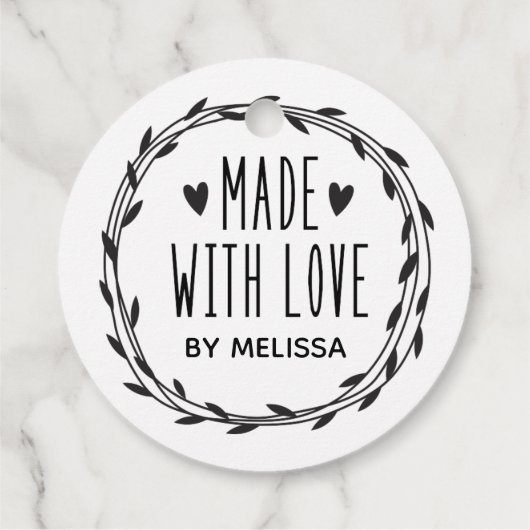 愛パーソナライズされたで作られた白黒 フェイバータグ (裏面)