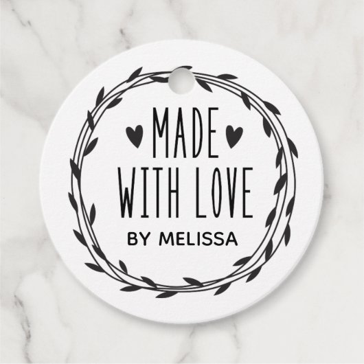 愛パーソナライズされたで作られた白黒 フェイバータグ (正面)