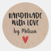 愛パーソナライズされたで手作りのクラフト ラウンドシール (正面)