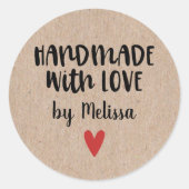 愛パーソナライズされたで手作りのクラフト ラウンドシール (正面)