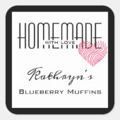 「愛パーソナライズされたで手作り」白いラベル スクエアシール (正面)