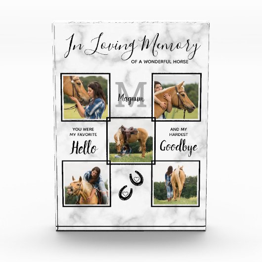 愛パーソナライズされたの思い出のペット馬記念碑 フォトブロック (正面)