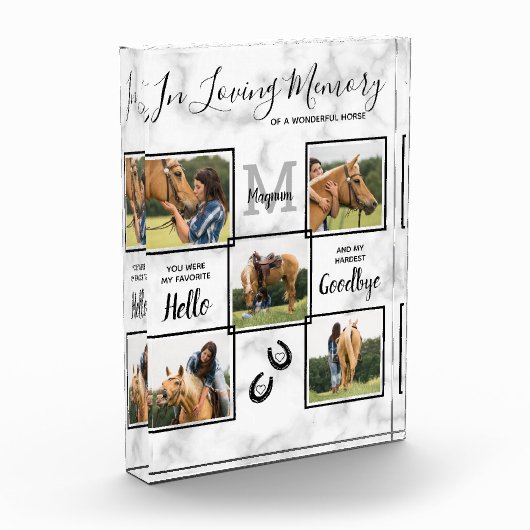 愛パーソナライズされたの思い出のペット馬記念碑 フォトブロック (左)