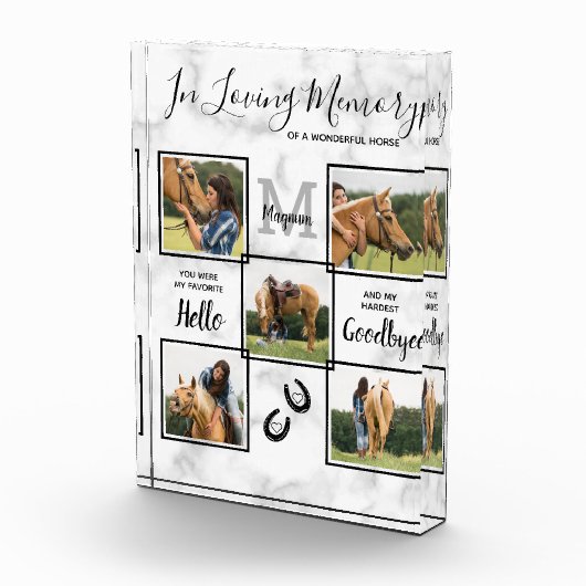 愛パーソナライズされたの思い出のペット馬記念碑 フォトブロック (右)