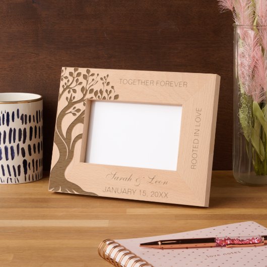 愛パーソナライズされたの木に彫られたカップルのフレーム レーザー彫刻フレーム (左)