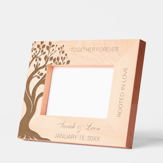 愛パーソナライズされたの木に彫られたカップルのフレーム レーザー彫刻フレーム (左)