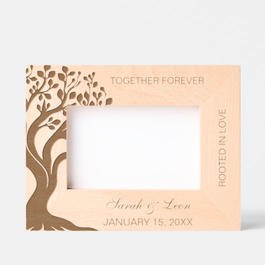愛パーソナライズされたの木に彫られたカップルのフレーム レーザー彫刻フレーム (正面)