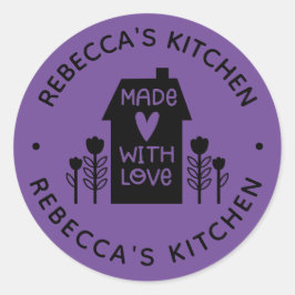 愛パーソナライズされたの紫の手作り ラウンドシール