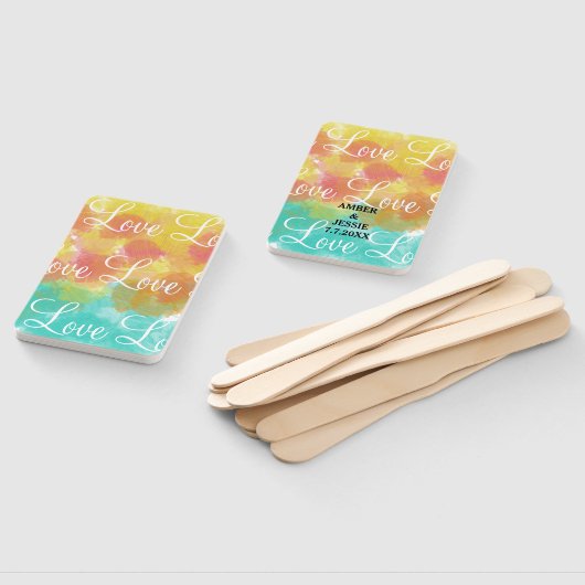 愛パーソナライズされたの結婚グアッシュの水彩画 ハンドファン (組立なし)