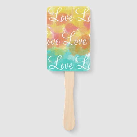 愛パーソナライズされたの結婚グアッシュの水彩画 ハンドファン (正面)