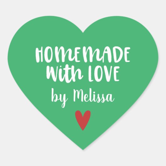 愛パーソナライズされたの緑の手作り ハートシール (正面)