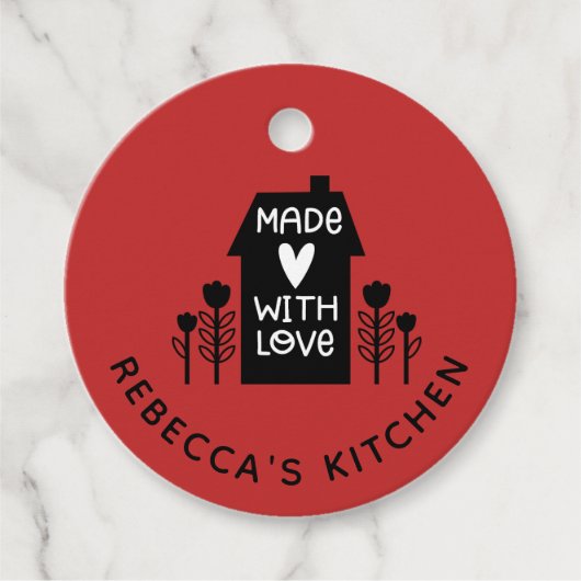 愛パーソナライズされたの赤い手作り フェイバータグ (正面)