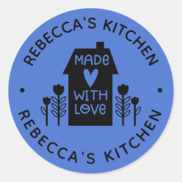 愛パーソナライズされたの青い手作り ラウンドシール