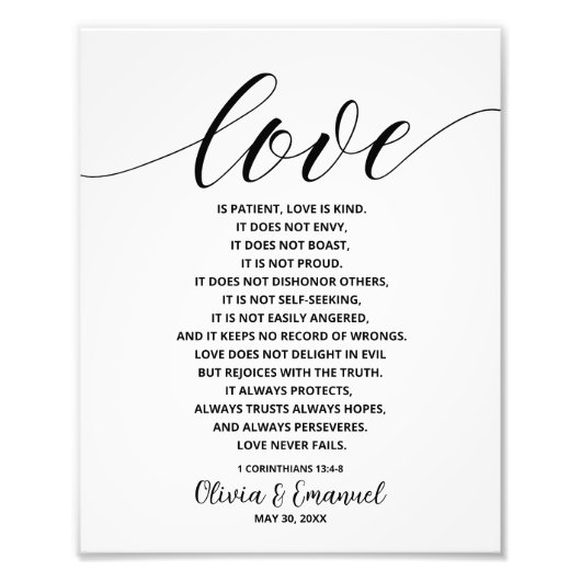 愛パーソナライズされたは忍耐強く印刷可能 フォトプリント            (正面)