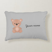 愛パーソナライズされたらしいピンクの人形の子供の灰色 アクセントクッション (正面)