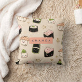 愛パーソナライズされたらしい寿司としょうゆ柄 クッション (ブランケット)