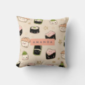 愛パーソナライズされたらしい寿司としょうゆ柄 クッション (正面)