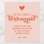 愛パーソナライズされたらしい花嫁メイドの結婚式の日の贈り物 ワインラベル (シングルラベル)