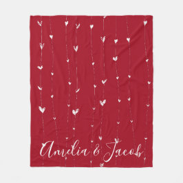 愛パーソナライズされたカップル名ハート毛布 フリースブランケット
