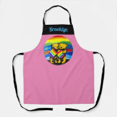 愛パーソナライズされたカップルLGBTレインボー国旗 エプロン (正面)