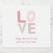 愛パーソナライズされたカラフル手紙バレンタインデー スパークリングワインラベル (シングルラベル)