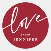 '愛'パーソナライズされたスクリプトフォントクラシックラウンドスティック ラウンドシール (正面)