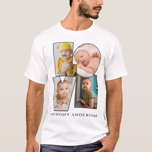 愛パーソナライズされたテンプレート写真ハートと文字 Tシャツ (正面)
