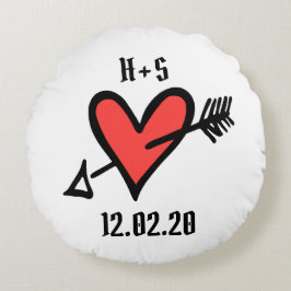 愛パーソナライズされたハート結婚のギフトクッション ラウンドクッション