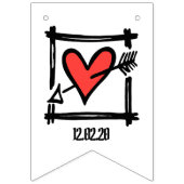 愛パーソナライズされたハート結婚の バンティングフラッグ (第1の旗)