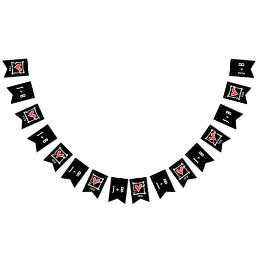 愛パーソナライズされたハート結婚の バンティングフラッグ (全)