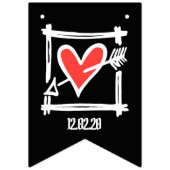 愛パーソナライズされたハート結婚の バンティングフラッグ (第1の旗)