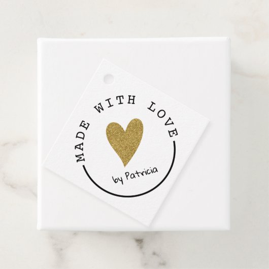 愛パーソナライズされたハート金ゴールドグリッター フェイバータグ (インサイチュ)