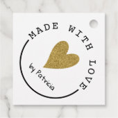 愛パーソナライズされたハート金ゴールドグリッター フェイバータグ (裏面)