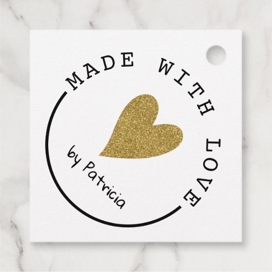 愛パーソナライズされたハート金ゴールドグリッター フェイバータグ (裏面)