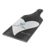 愛パーソナライズされたモダン鳥ライトブルーハート カッティングボード (角)