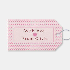 愛パーソナライズされた付きシンプルピンク ギフトタグ