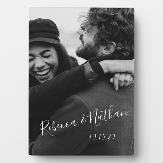 愛パーソナライズされた夫婦の写結婚真の日 フォトプラーク (正面)