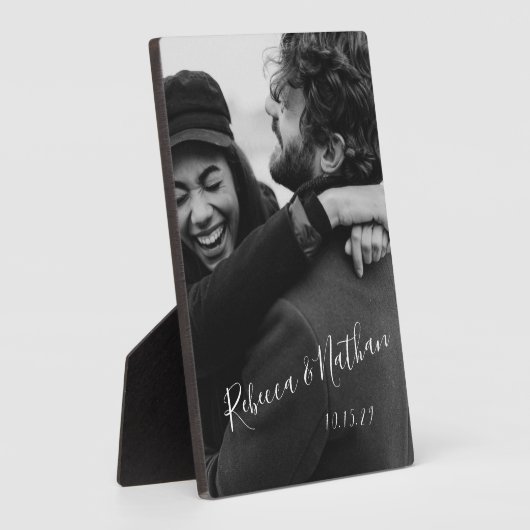 愛パーソナライズされた夫婦の写結婚真の日 フォトプラーク (側面)