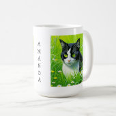 愛パーソナライズされた愛なる猫のデイジー コーヒーマグカップ (正面右)