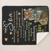 愛パーソナライズされた母から息子へ シェルパブランケット (正面(横))